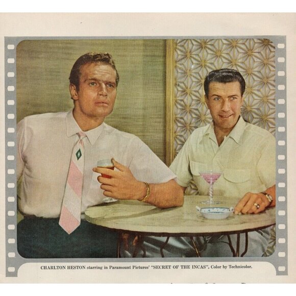 1954 Van Heusen Batiste "Moulin Rouge" Vintage Print Ad, Charlton Heston (L5) - Picture 2 of 3